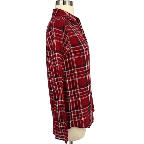 Marine Layer Abby Button Down Shirt Red Plaid Size S Long Sleeve Collared - Picture 4 of 8